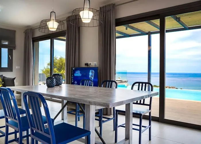 New Blue With Private Pool At Trapezaki *